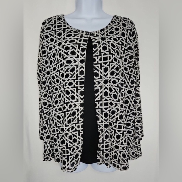 Notations Tops - 🚨New NOTATIONS Women’s Casual Geometric Print Scoop Neck studded 3/4 sleeveTop